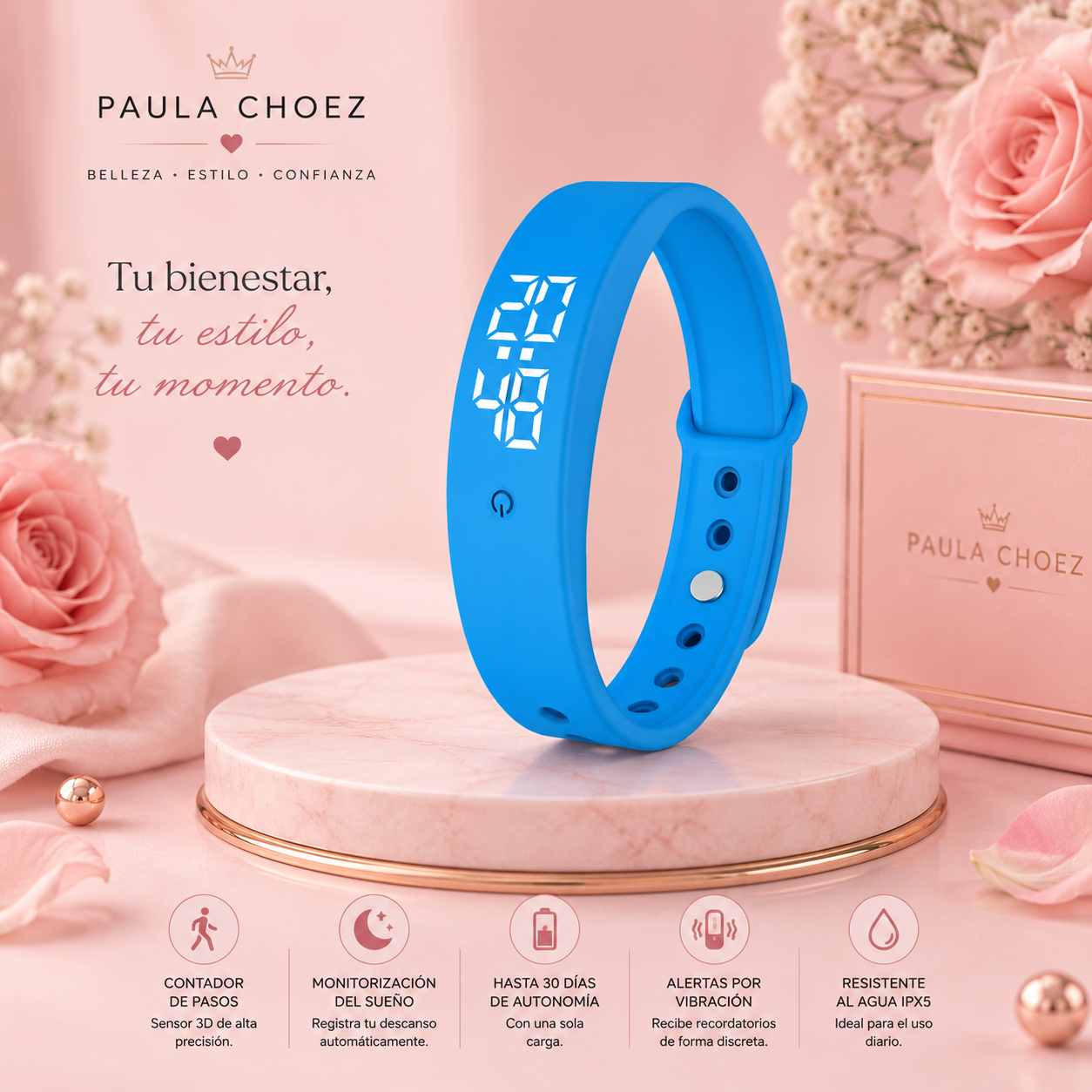 Valeria - Reloj Inteligente Actividad, Sueño y Batería de 30 Días