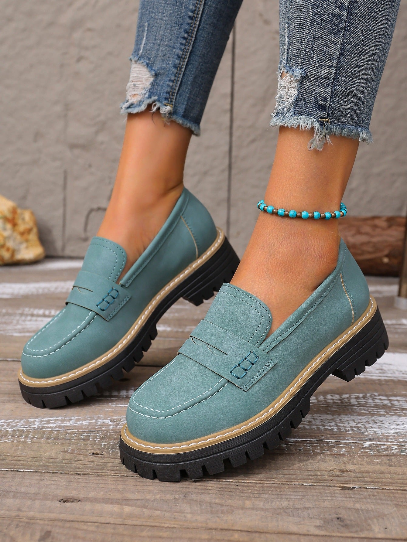 Elisa - Mocasines de Polipiel con Plantilla de Piel