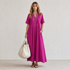 Patricia - Vestido Corte Suelto, Escote en V y Estilo Casual Elegante