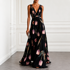 María - Vestido largo floral de poliéster