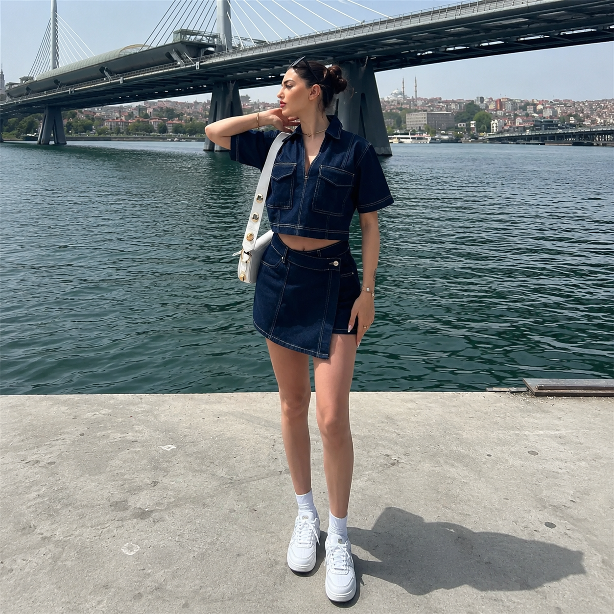 Enola – Conjunto Vaquero de Blusa y Short Denim Set