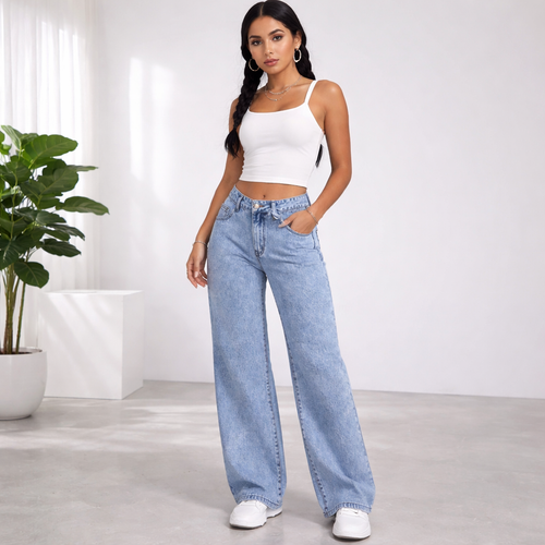 Adriana - Jeans de Tiro Alto con Lazo y Ajuste Slim