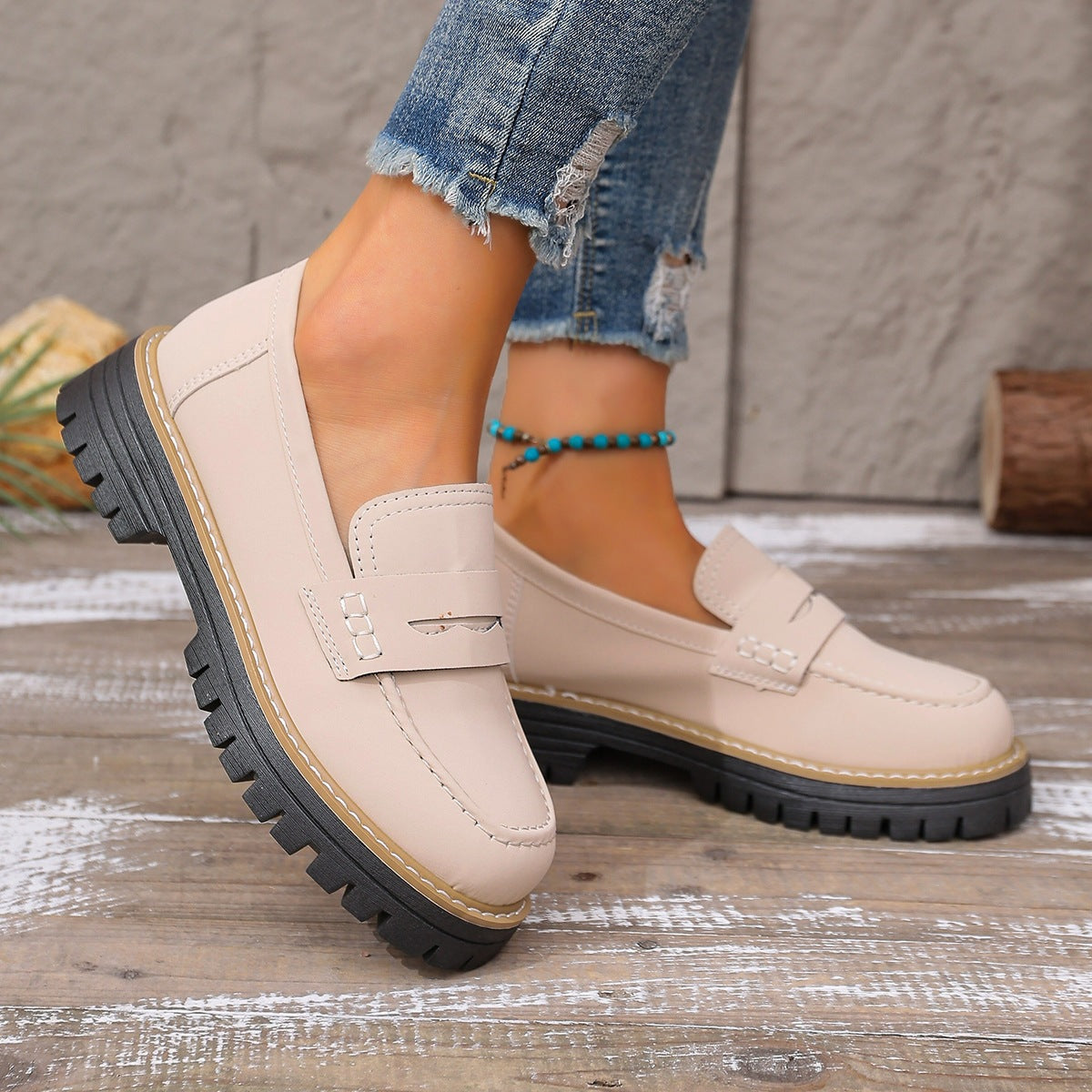 Elisa - Mocasines de Polipiel con Plantilla de Piel