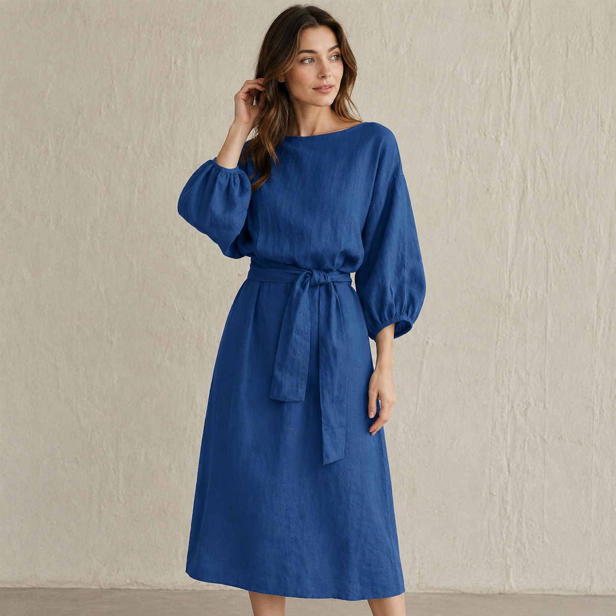 Cinta - Vestido midi de lino y algodón