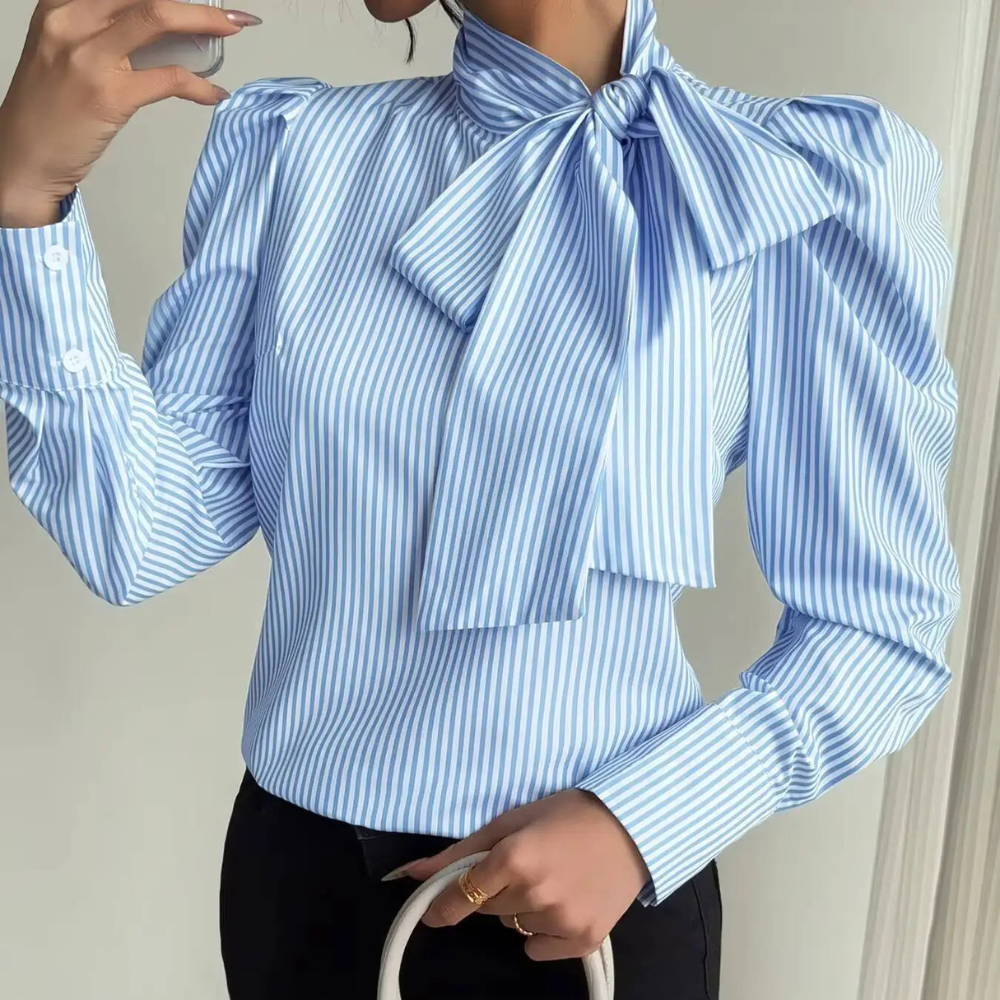 Marie – Blusa dulce de rayas con detalle lazo