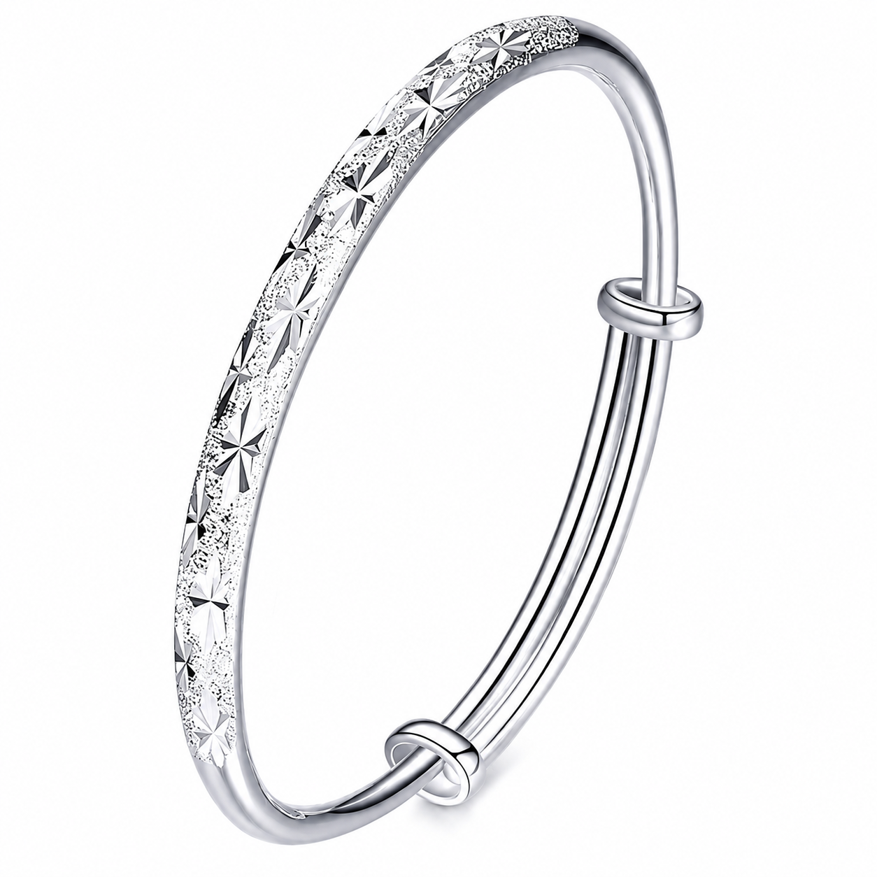 Victoria - Pulsera de Cobre Blanco con Estrellas ajustable