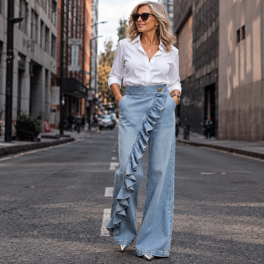 Diana - Pantalón vaquero denim de cintura alta
