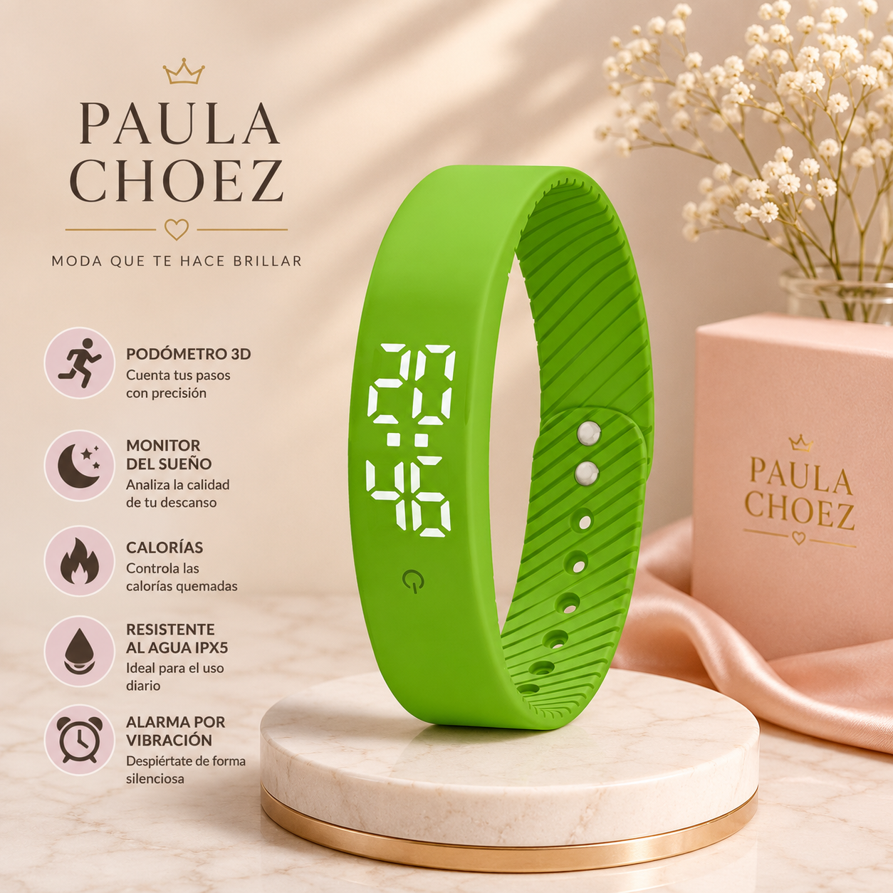 Sonia - Reloj Inteligente Con Monitor del Sueño y Alarma por Vibración