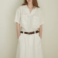 Alexia - Blusa de lino 100% con escote en V