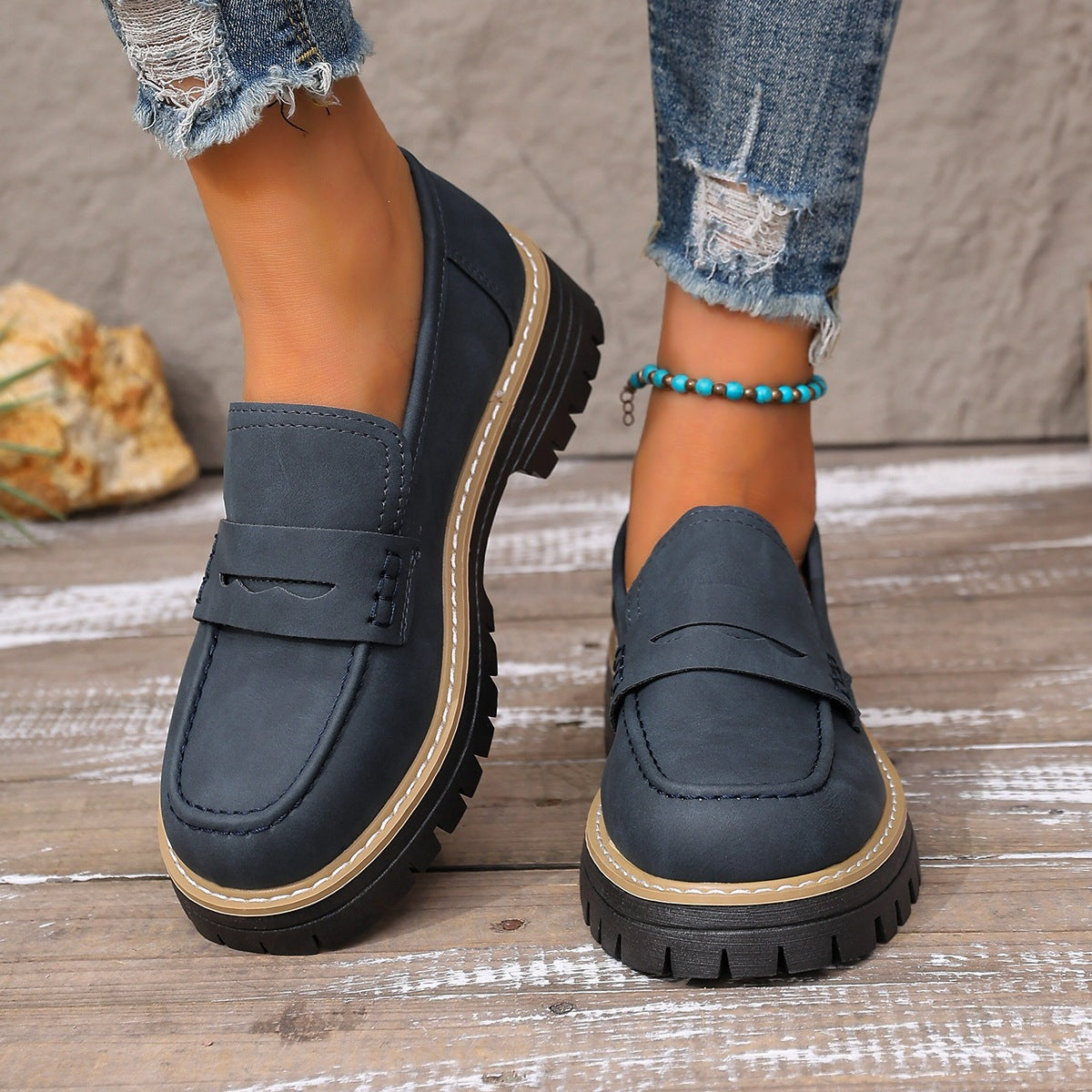 Elisa - Mocasines de Polipiel con Plantilla de Piel