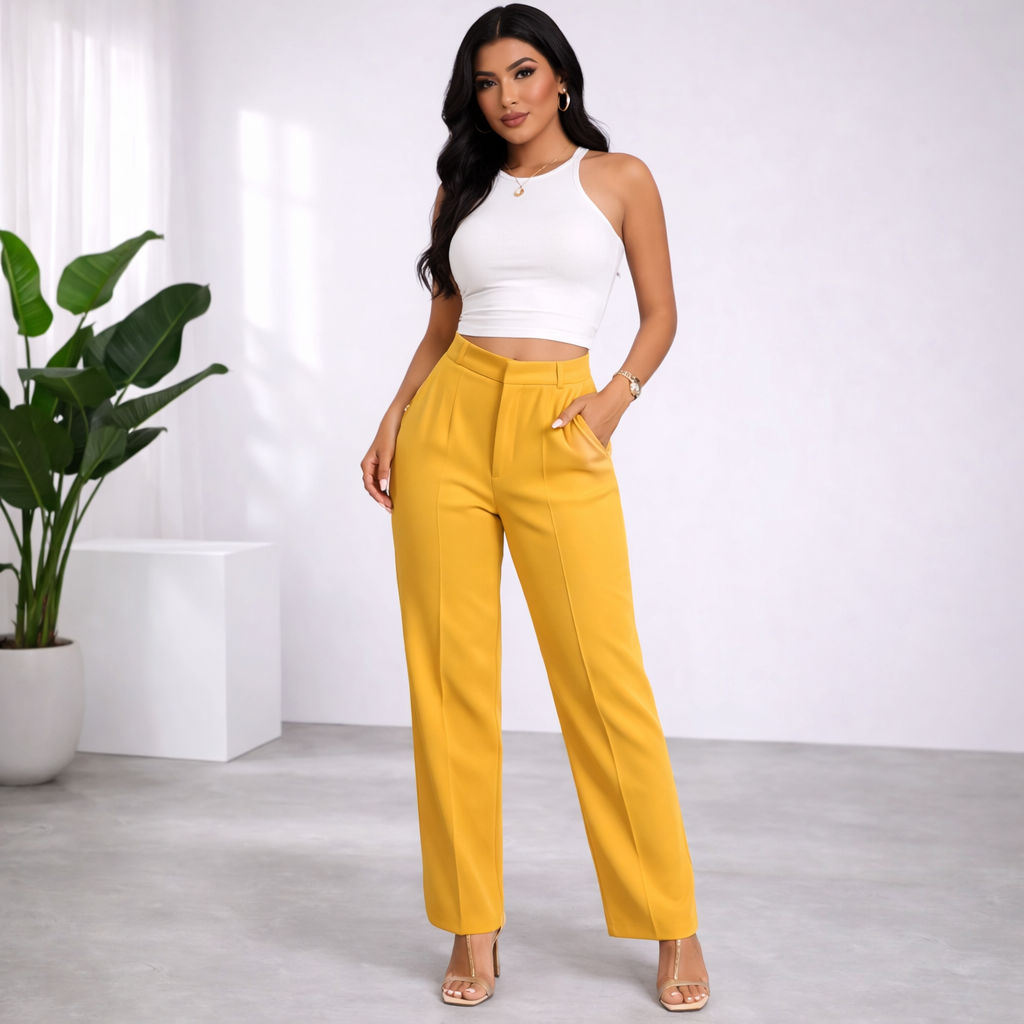 Luisa - Pantalón Recto de Tiro Alto