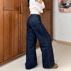Marta - pantalón vaquero ancho de algodón denim