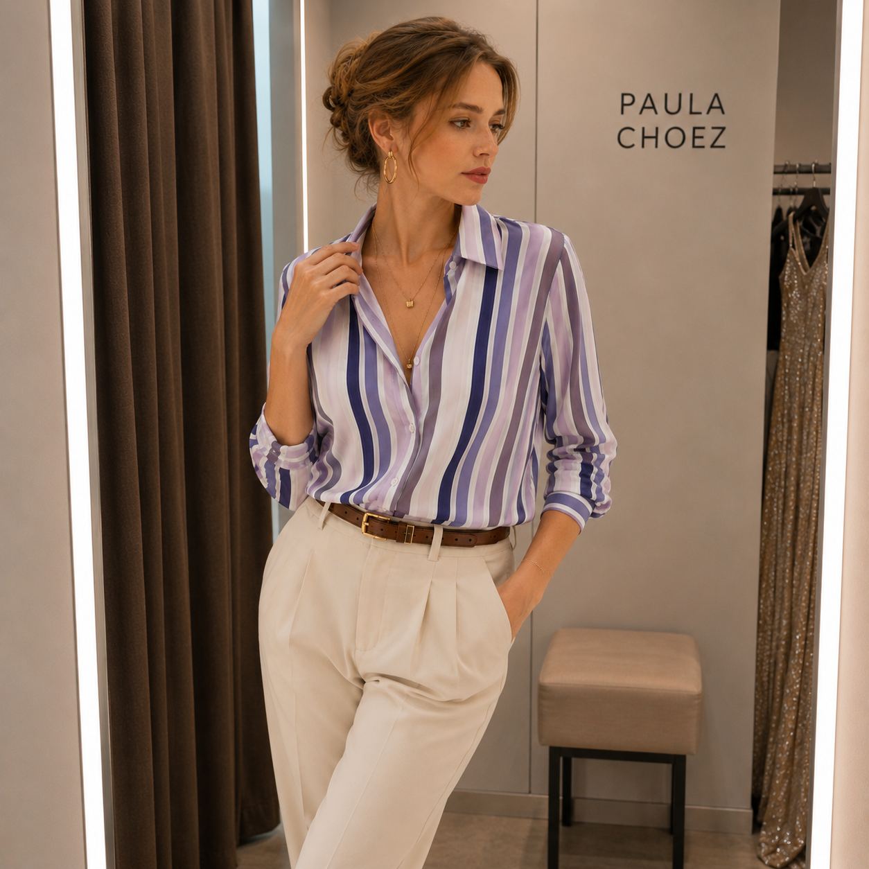 Abril - Blusa de rayas elástica