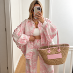 Laura - Conjunto estampado de camisa y pantalón