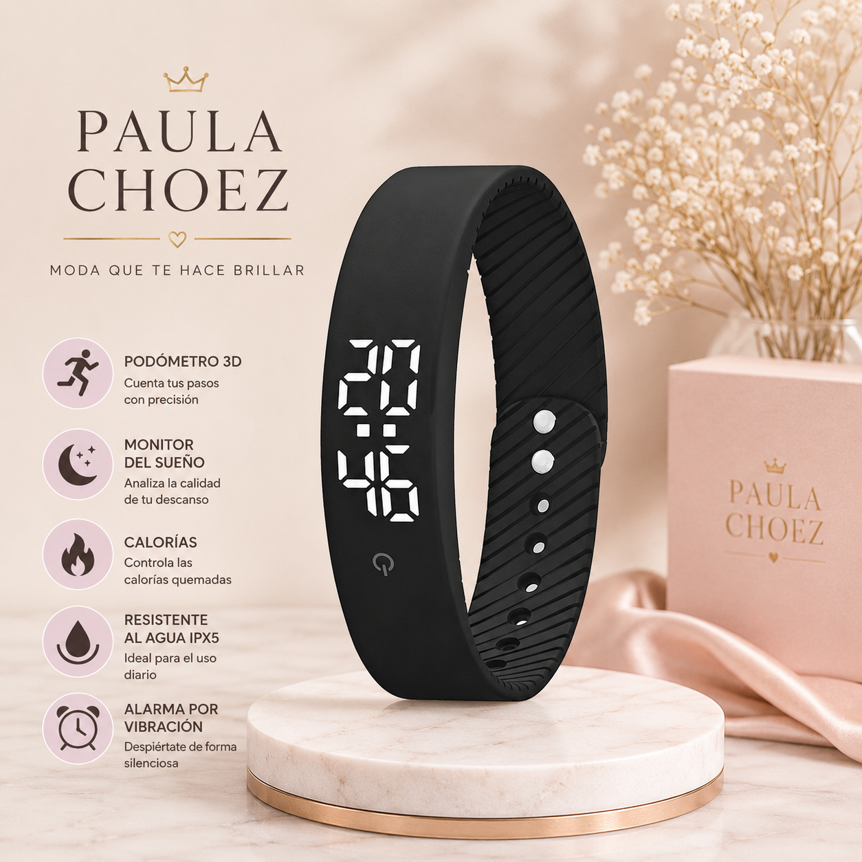 Sonia - Reloj Inteligente Con Monitor del Sueño y Alarma por Vibración