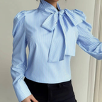 Marie – Blusa dulce de rayas con detalle lazo