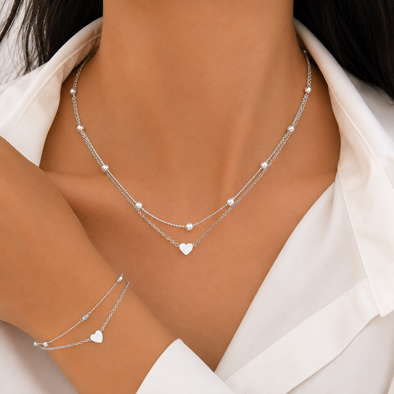Corazón - Collar y Pulsera Set Elegancia