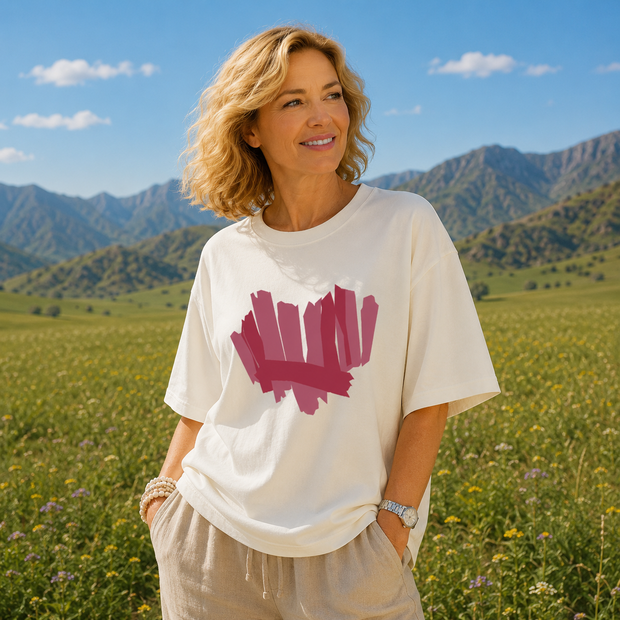 Aitana - Camiseta oversize de algodón 100% con estampado
