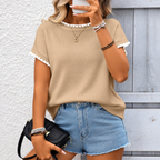 Lady - jersey de punto crochet de manga corta