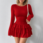 Alejandra - Vestido elegante de seda de leche y elastano