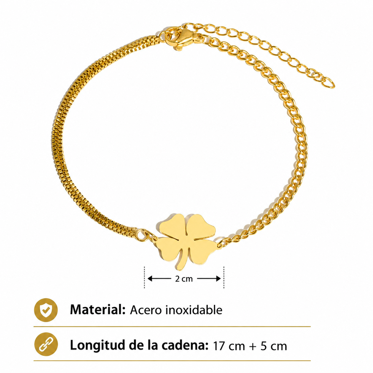 Trebol- Pulsera Elegante de Acero Inoxidable