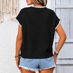 Lady - jersey de punto crochet de manga corta