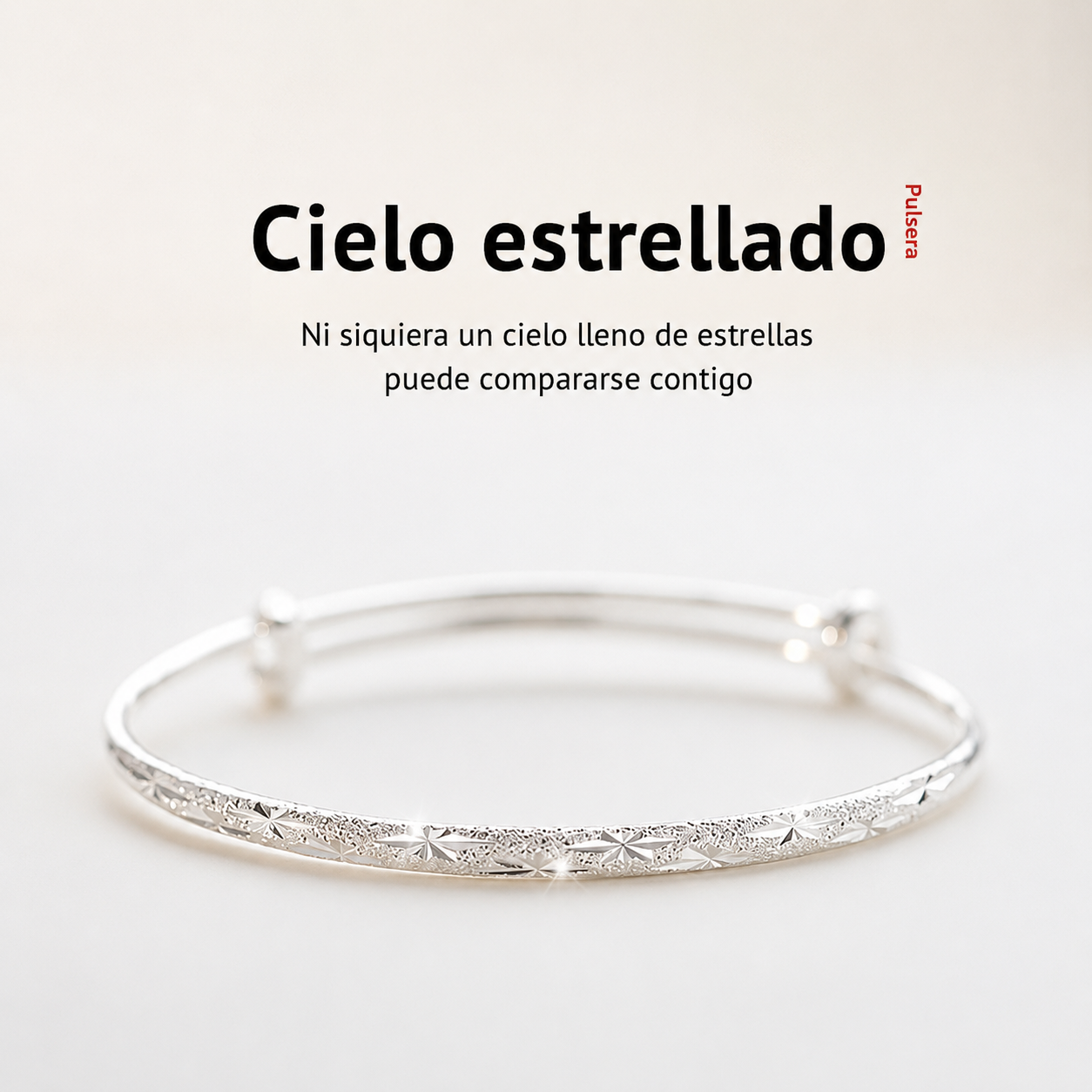 Victoria - Pulsera de Cobre Blanco con Estrellas ajustable