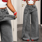 Selena - Pantalón vaquero recto de algodón y poliéster