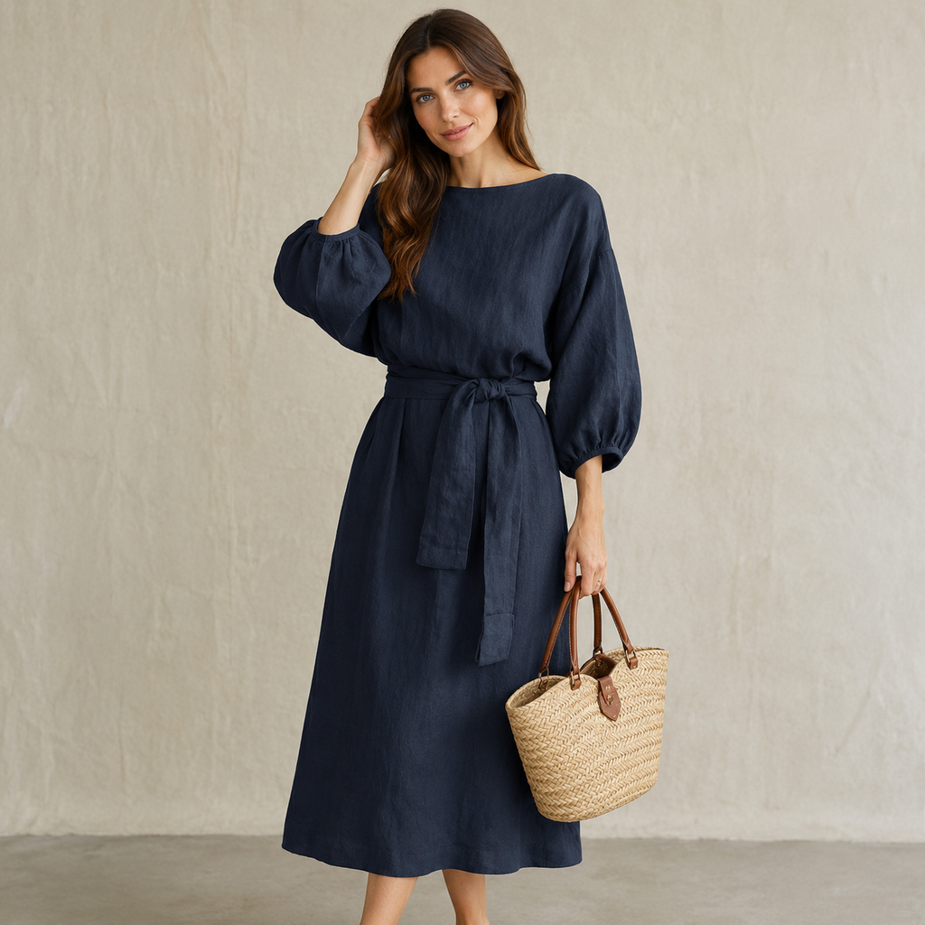 Cinta - Vestido midi de lino y algodón