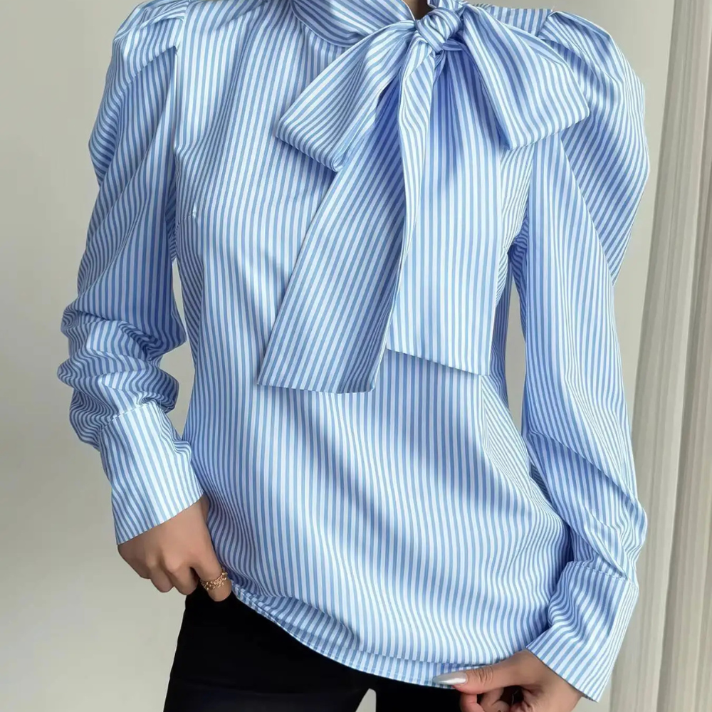 Marie – Blusa dulce de rayas con detalle lazo