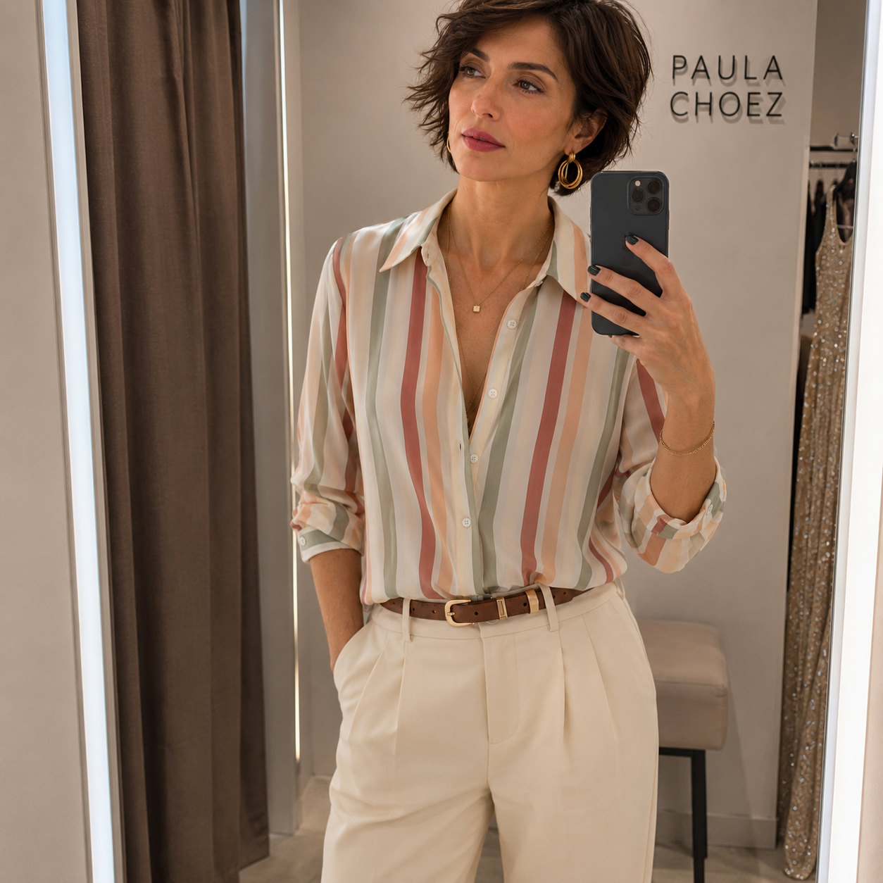 Abril - Blusa de rayas elástica