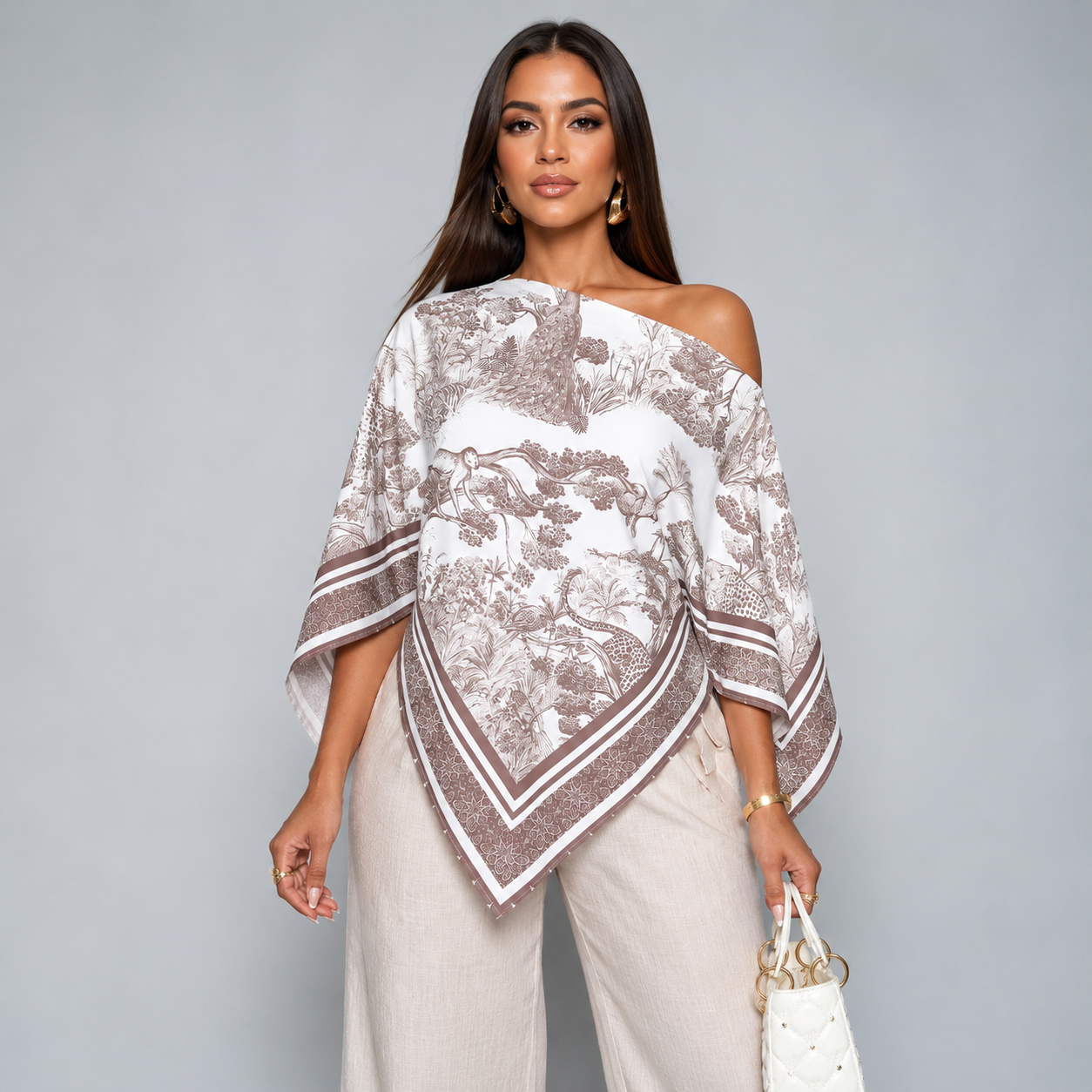 Martina - Blusa de hombros descubiertos con estampado animal