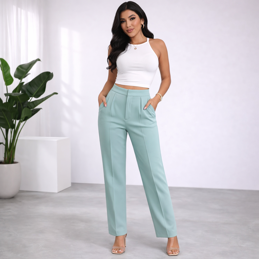 Luisa - Pantalón Recto de Tiro Alto