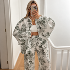 Laura - Conjunto estampado de camisa y pantalón