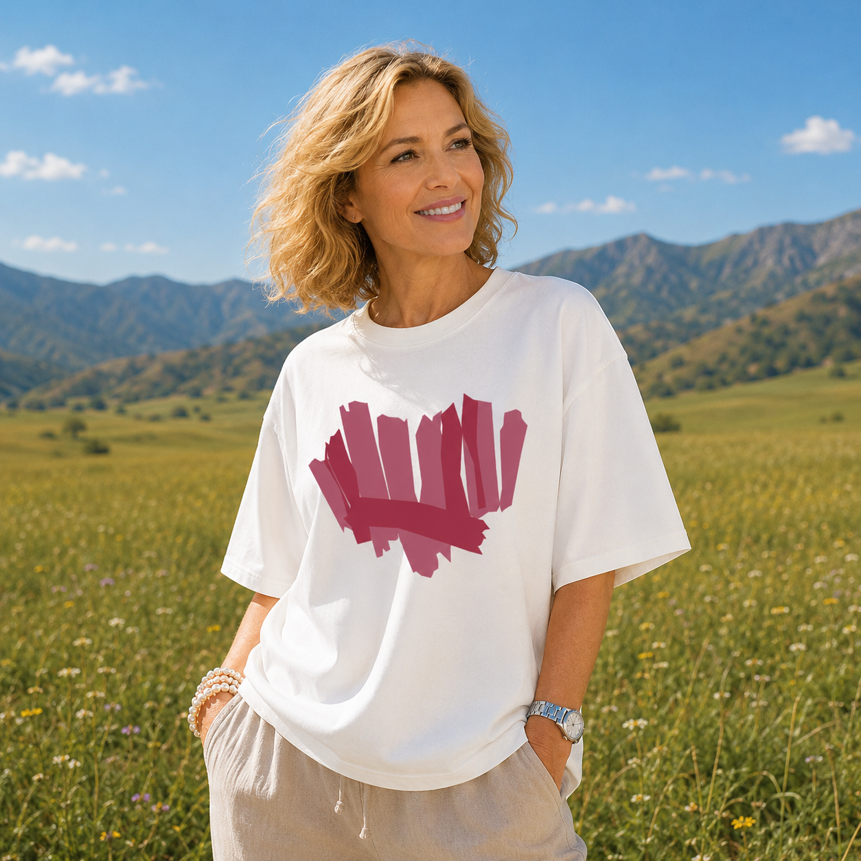 Aitana - Camiseta oversize de algodón 100% con estampado
