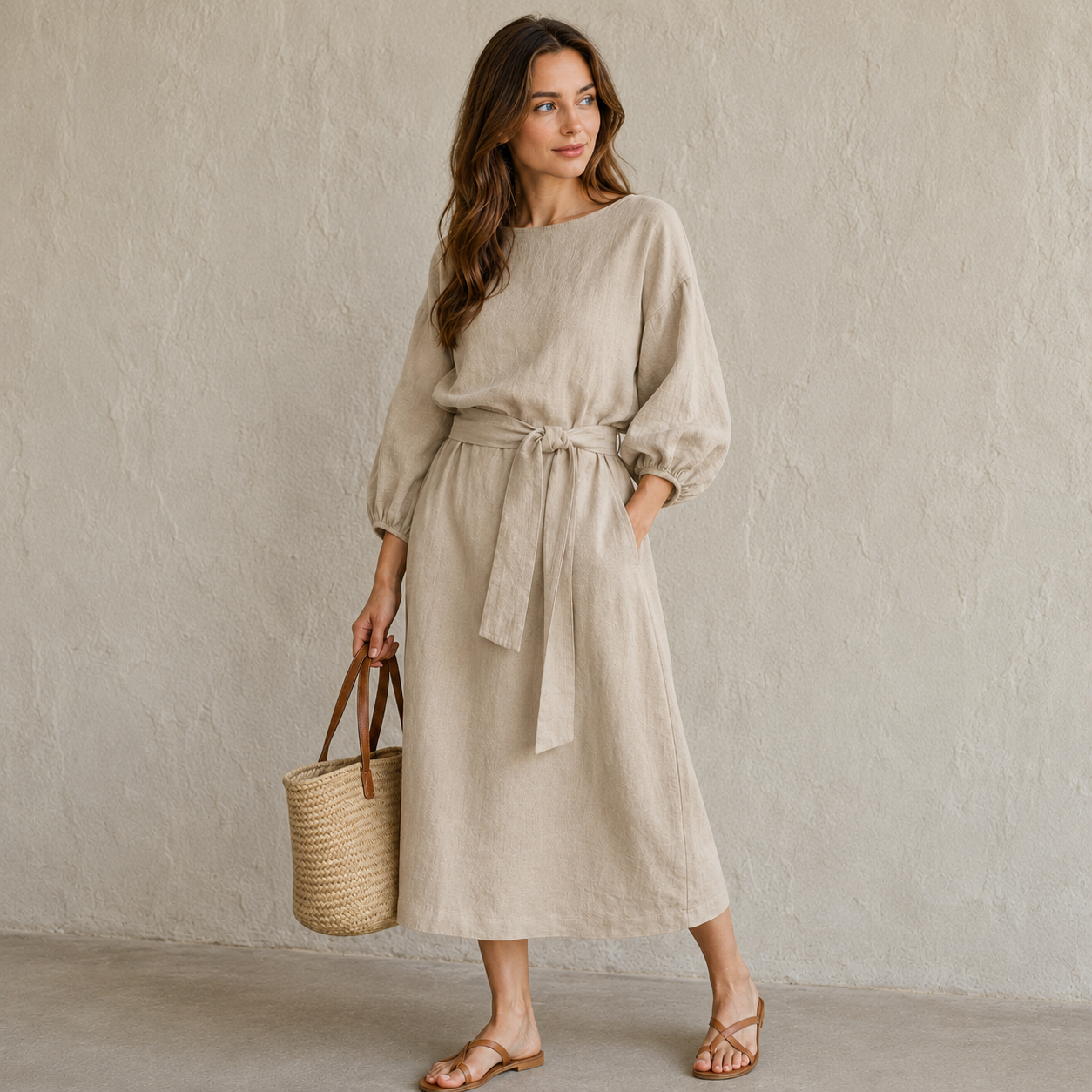 Cinta - Vestido midi de lino y algodón