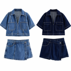 Enola – Conjunto Vaquero de Blusa y Short Denim Set