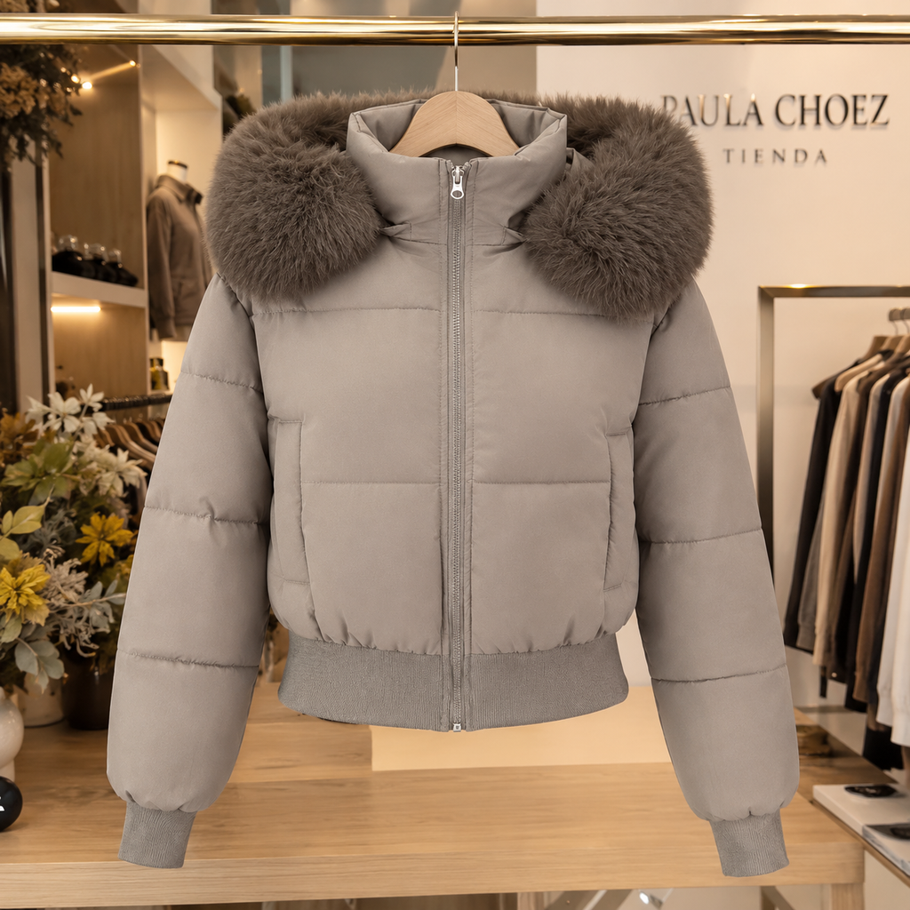 Bianca - Chaqueta acolchada con capucha desmontable y cuello de pelo sintético
