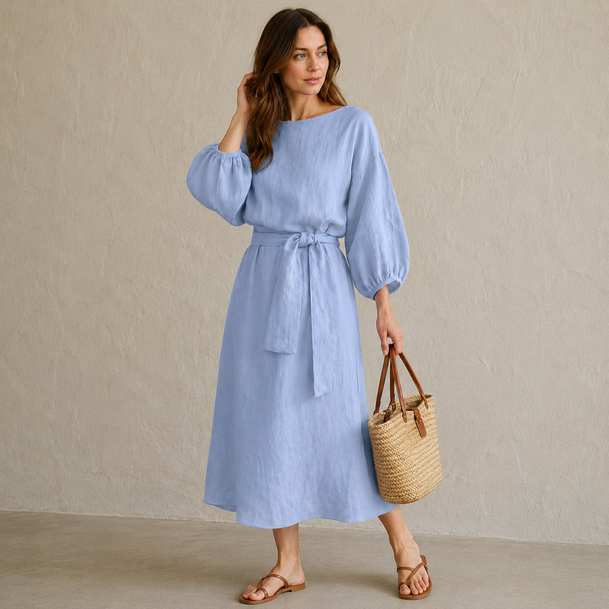 Cinta - Vestido midi de lino y algodón