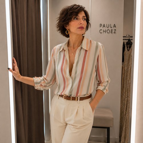 Abril - Blusa de rayas elástica
