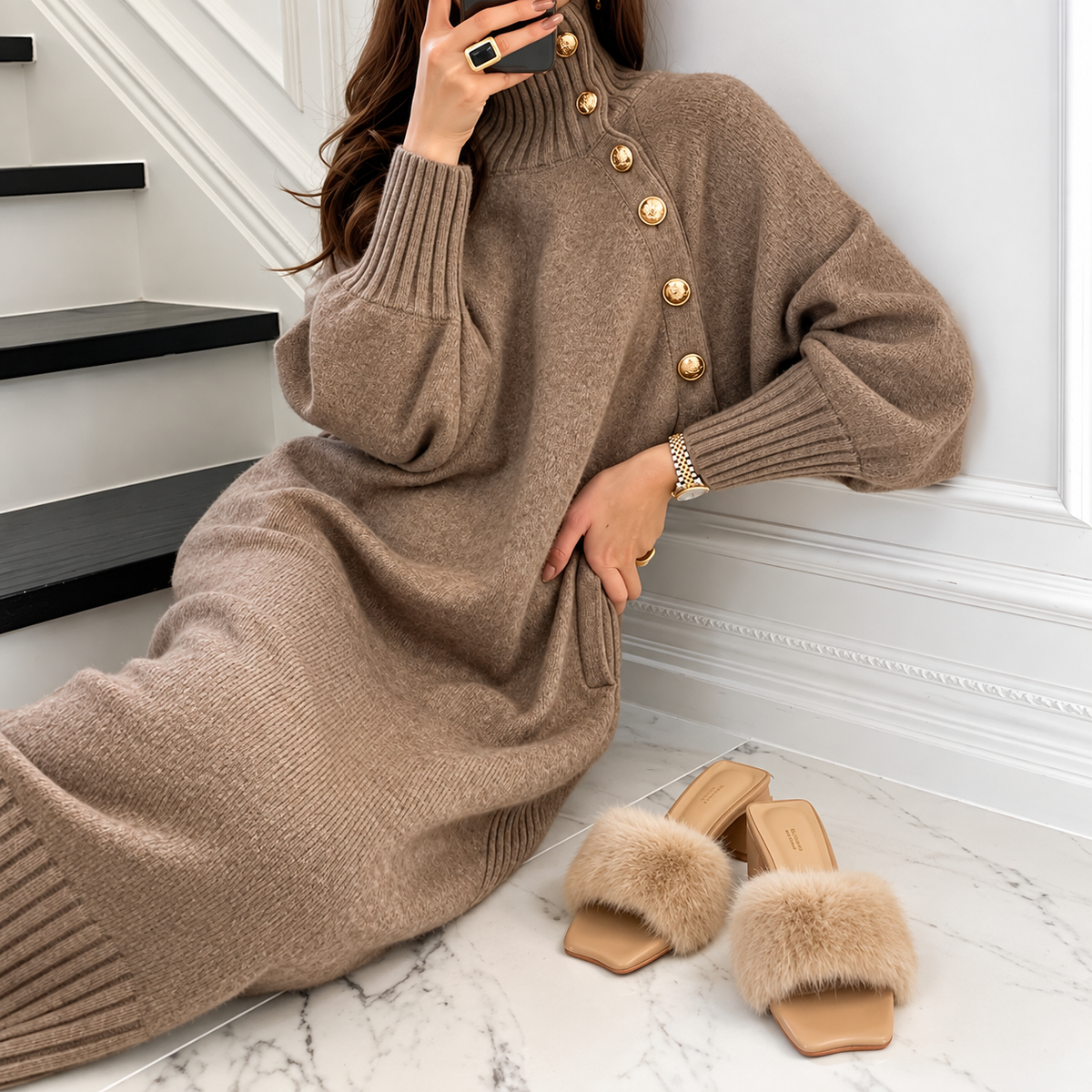Maka - vestido de punto de cuello alto
