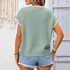 Lady - jersey de punto crochet de manga corta