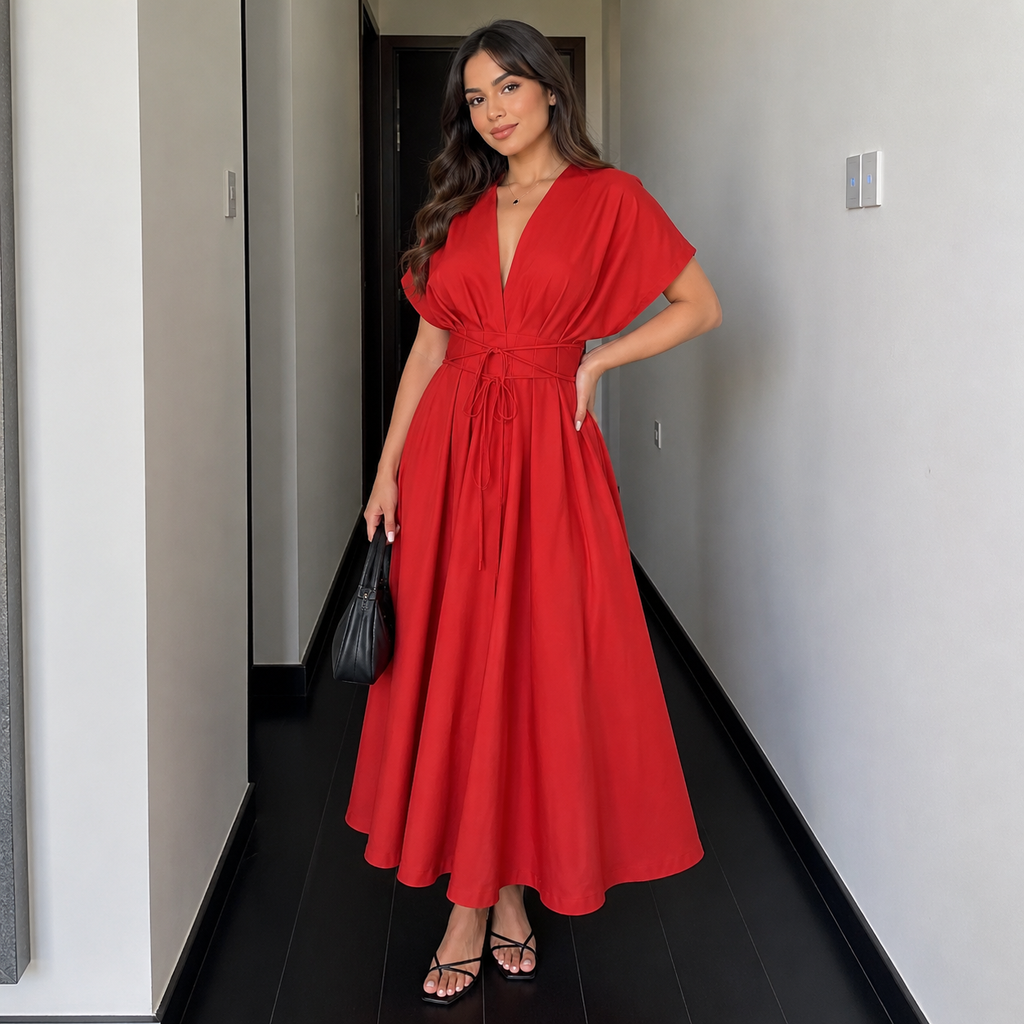Caliope - Vestido Midi Vintage Fluido