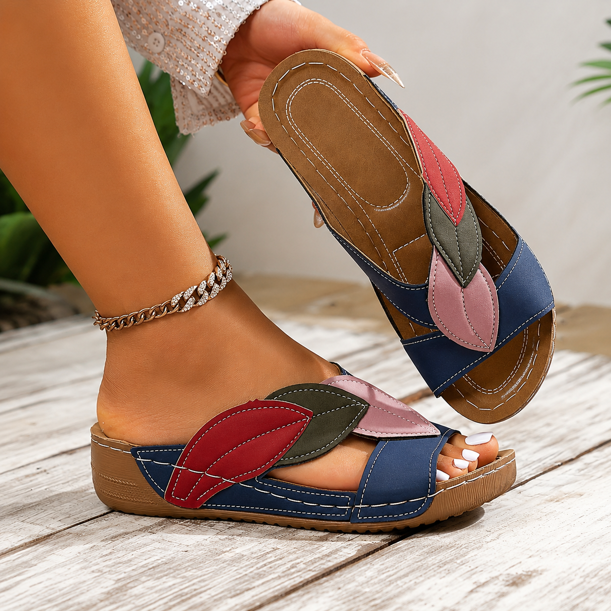 Irina - Sandalias de Polipiel con Cuña