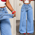 Selena - Pantalón vaquero recto de algodón y poliéster