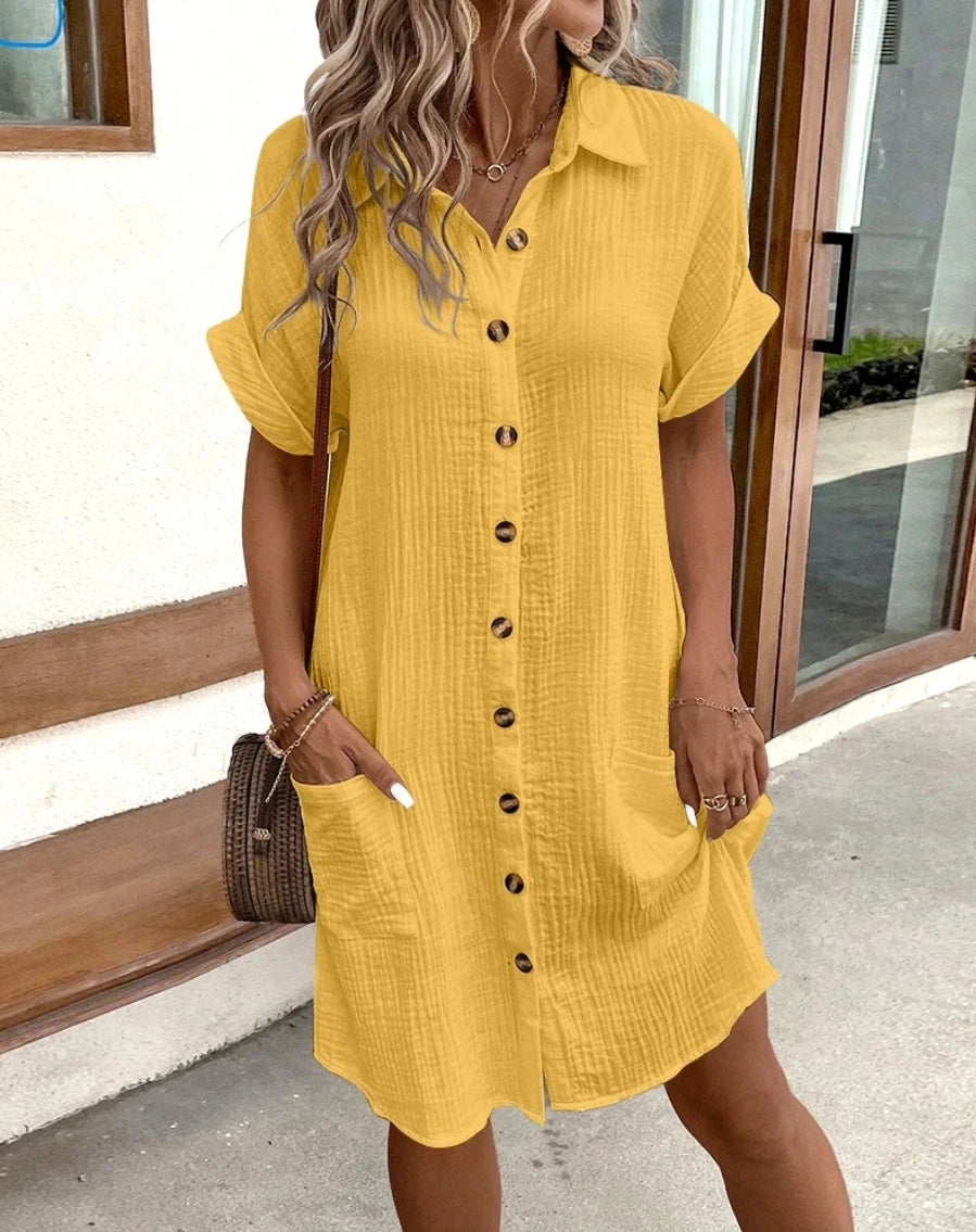 Tatiana - Vestido Casual con Bolsillos y Escote en V