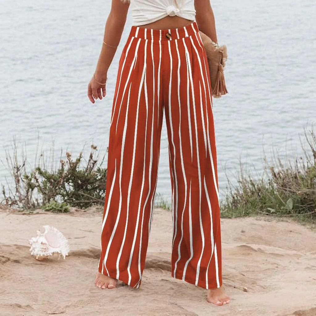 Derika - Jeans Wide Leg de Tiro Alto con Rayas