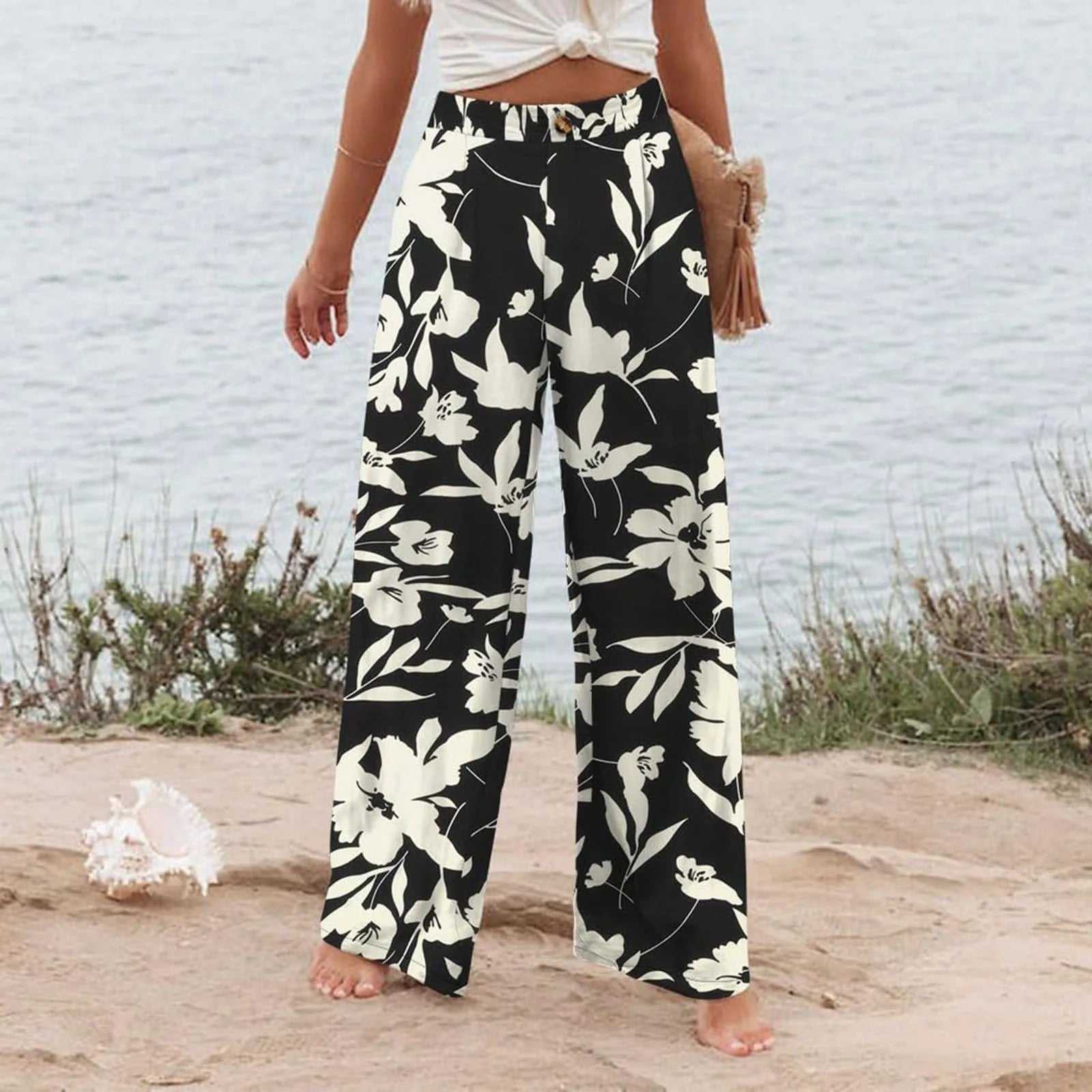 Derika - Jeans Wide Leg de Tiro Alto con Rayas