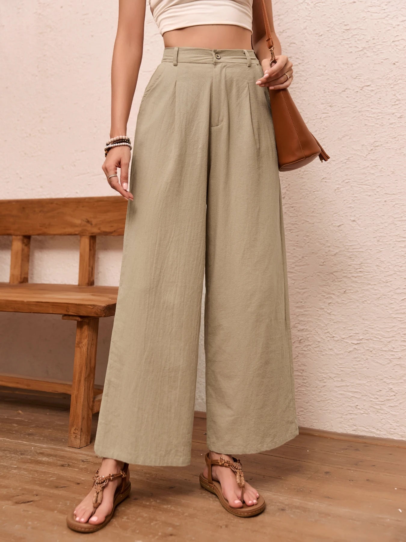 Carmen - Pantalón de Lino Casual con Bolsillos