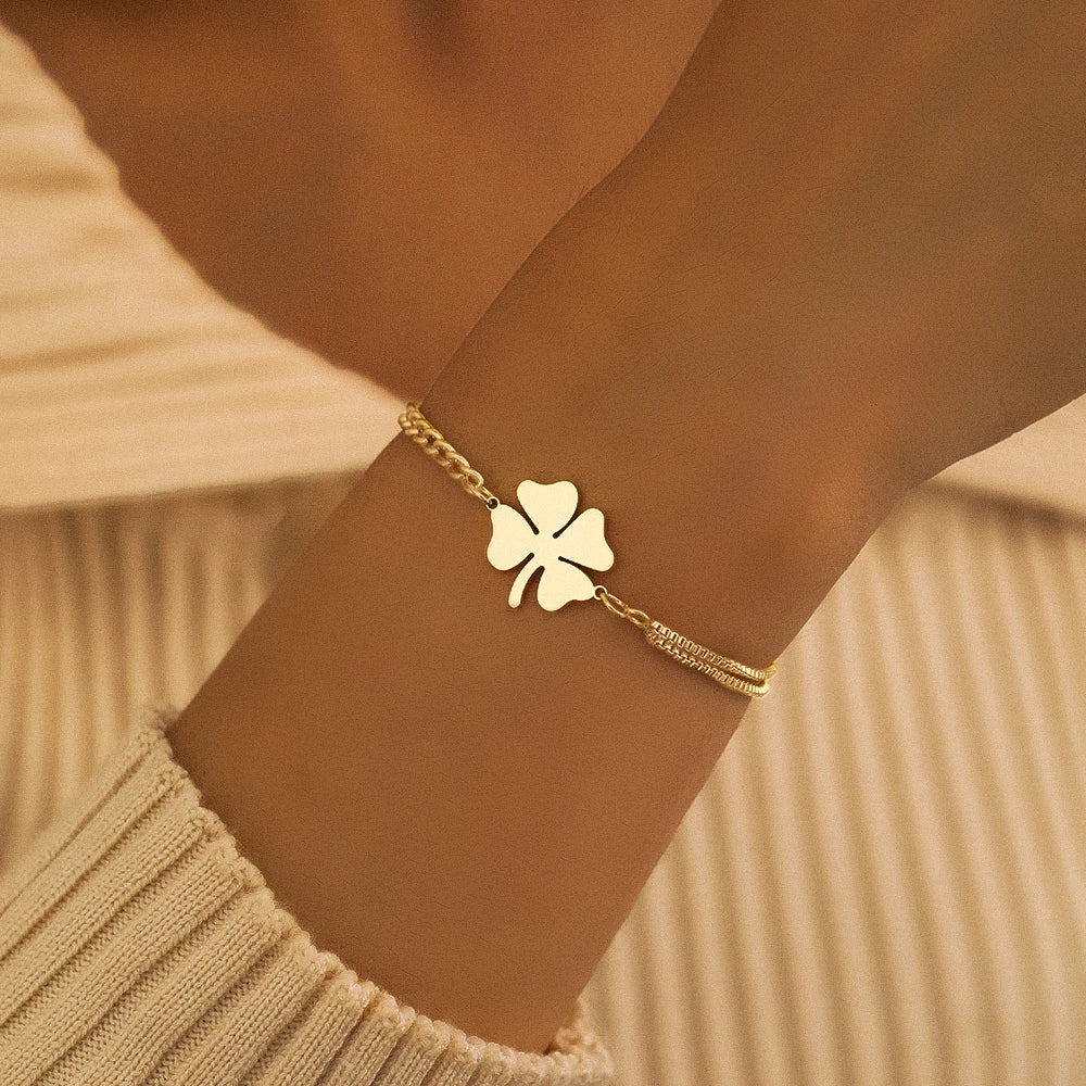 Trebol- Pulsera Elegante de Acero Inoxidable